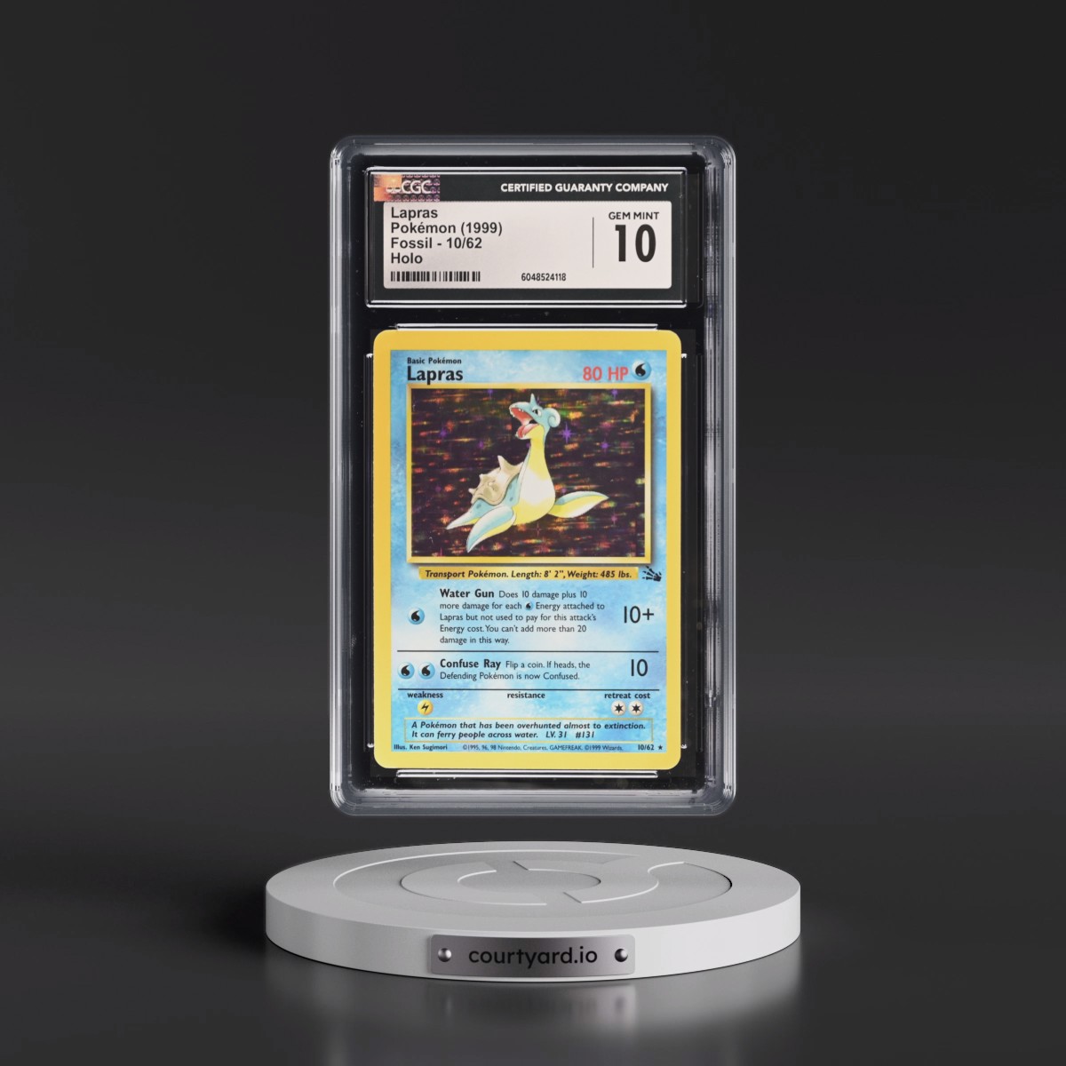 1999 Fossil Lapras - Galaxy Star Holo #10/62 CGC 10