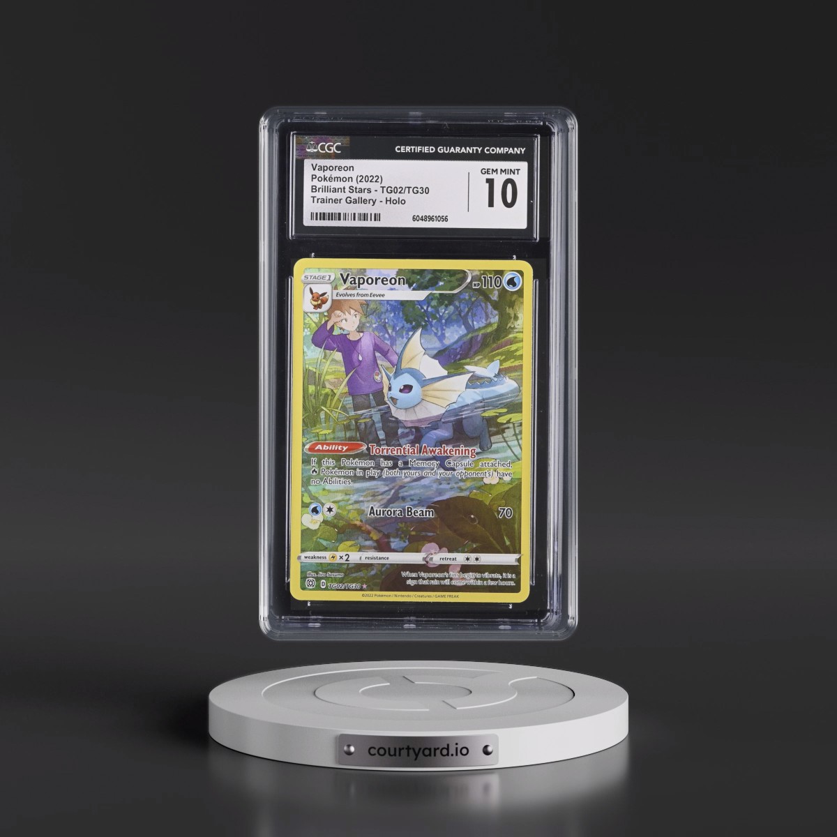 2022 Brilliant Stars #TG02/TG30 Vaporeon - Trainer Gallery Holo (CGC 10 GEM MINT)