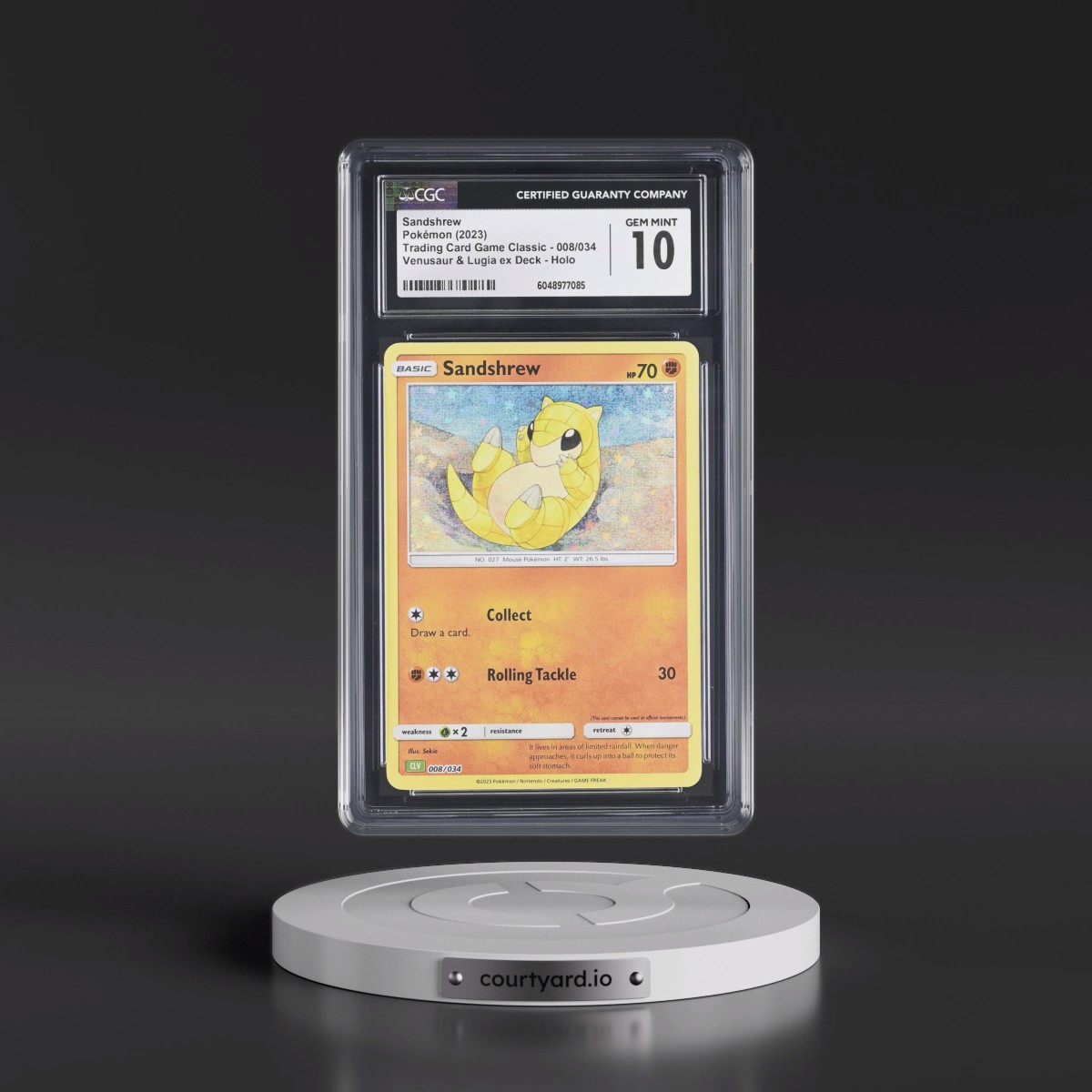 2023 Trading Card Game Classic - CLV, CLC, CLB #008/034 Sandshrew - Venusaur & Lugia ex Deck - CLV Holo (CGC 10 GEM MINT)
