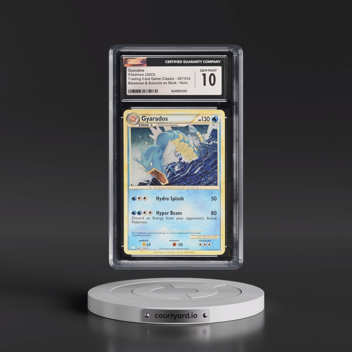 2023 Trading Card Game Classic - CLV, CLC, CLB #007/034 Gyarados - Blastoise & Suicune ex Deck - CLB Holo (CGC 10 GEM MINT)