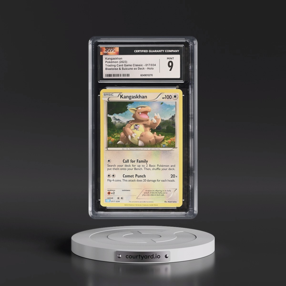 2023 Trading Card Game Classic - CLV, CLC, CLB #017/034 Kangaskhan - Blastoise & Suicune ex Deck - CLB Holo (CGC 9 MINT)