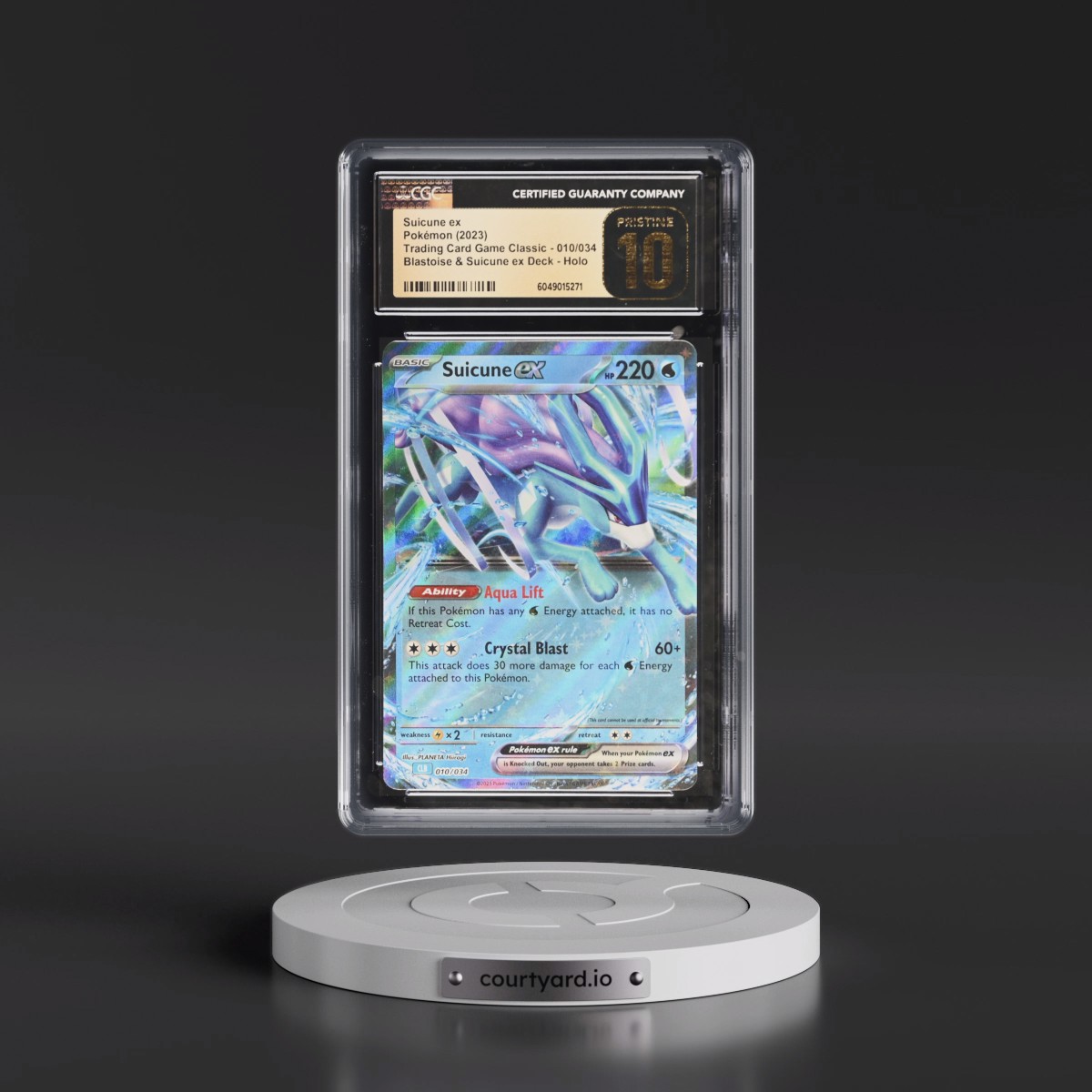 2023 Trading Card Game Classic - CLV, CLC, CLB #010/034 Suicune ex - Blastoise & Suicune ex Deck - CLB Holo (CGC 10 PRISTINE)