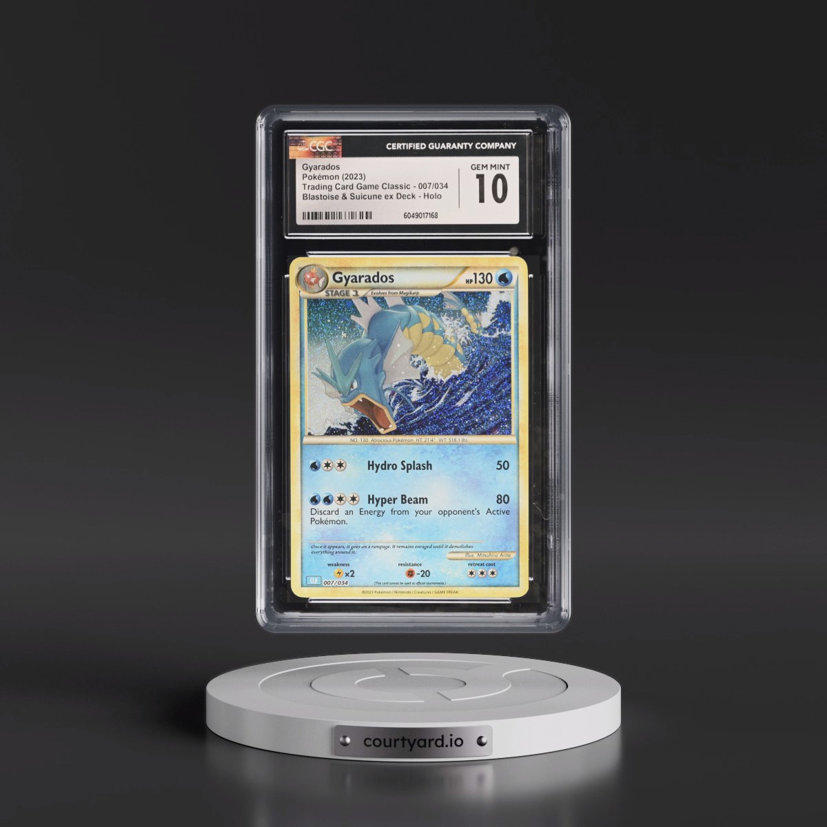 2023 Trading Card Game Classic - CLV, CLC, CLB #007/034 Gyarados - Blastoise & Suicune ex Deck - CLB Holo (CGC 10 GEM MINT)