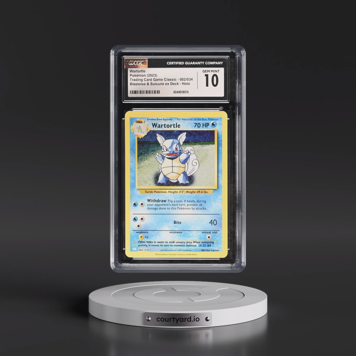 2023 Trading Card Game Classic - CLV, CLC, CLB #002/034 Wartortle - Blastoise & Suicune ex Deck - CLB Holo (CGC 10 GEM MINT)
