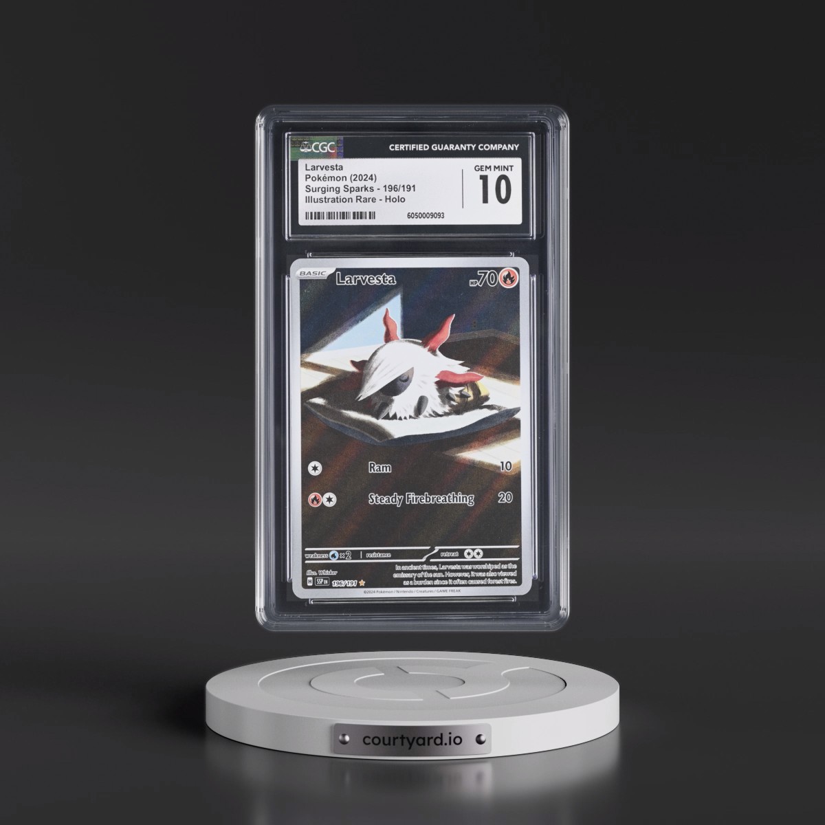 2024 Surging Sparks - SSP EN #196/191 Larvesta - Illustration Rare Holo (CGC 10 GEM MINT)