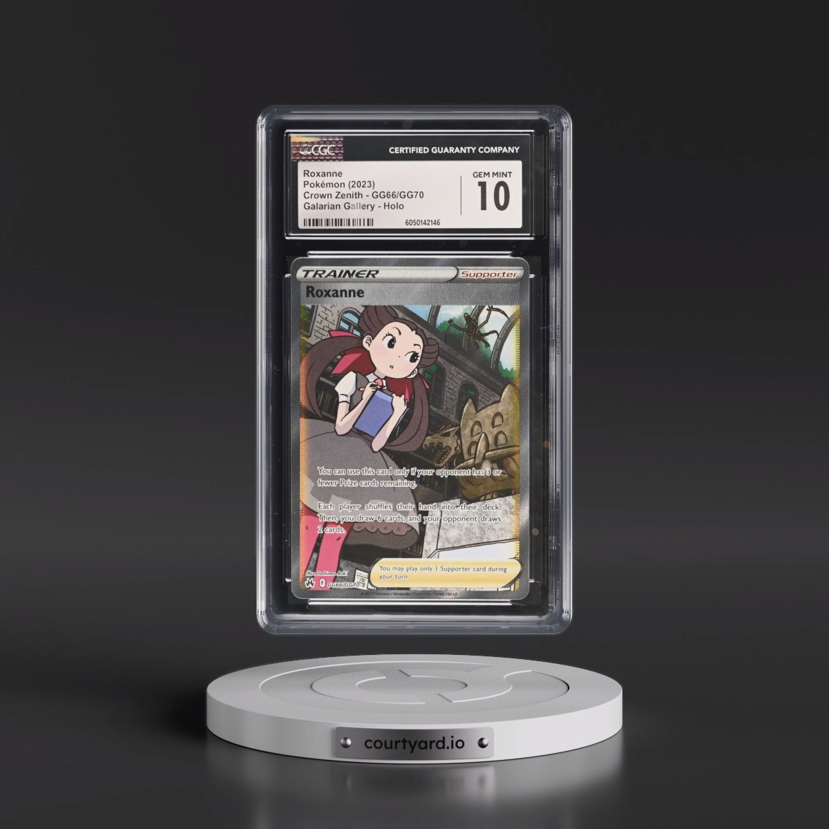2023 Crown Zenith #GG66/GG70 Roxanne - Galarian Gallery Holo (CGC 10 GEM MINT)