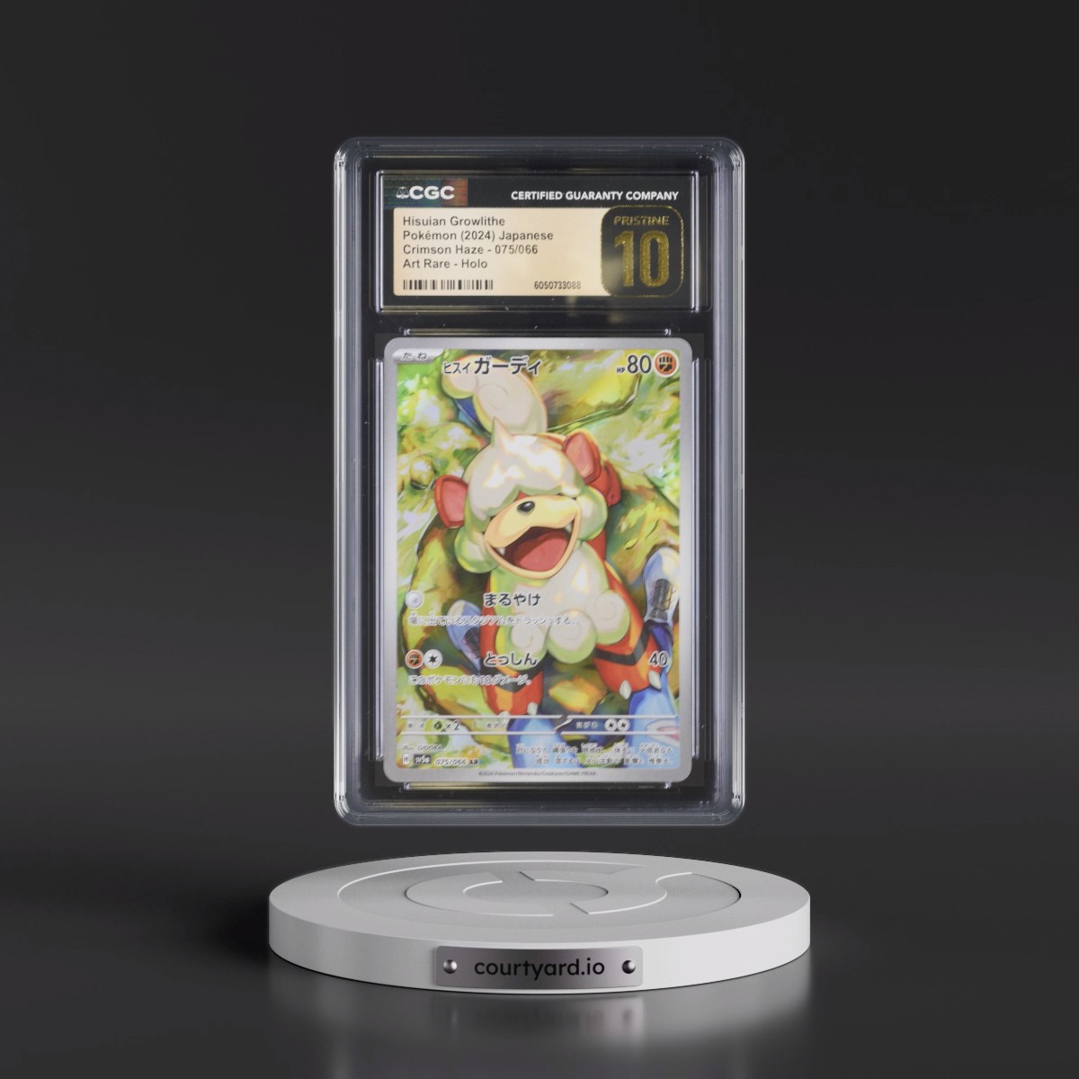 2024 Crimson Haze #075/066 Hisuian Growlithe - Art Rare Holo (CGC 10 PRISTINE)