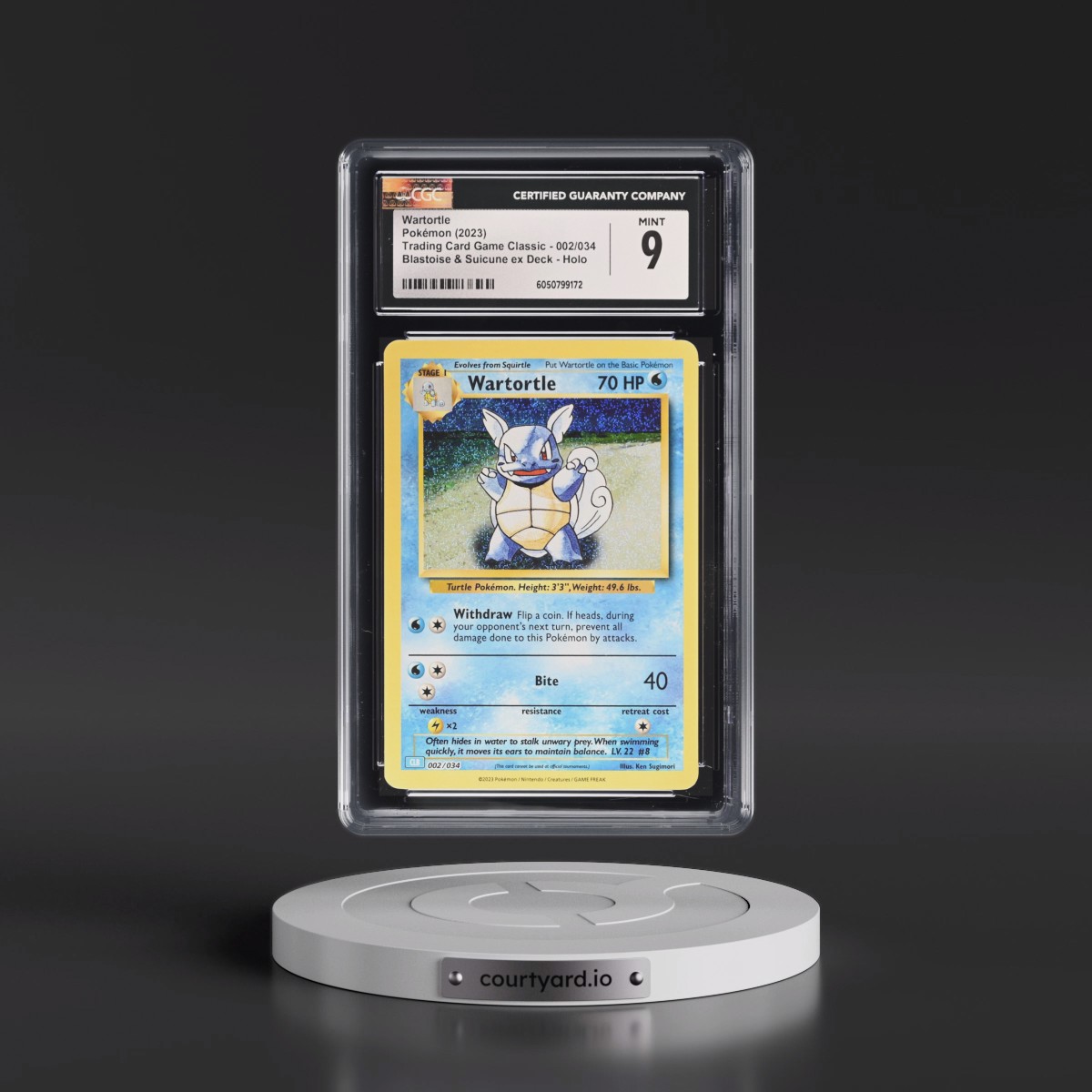 2023 Trading Card Game Classic - CLV, CLC, CLB #002/034 Wartortle - Blastoise & Suicune ex Deck - CLB Holo (CGC 9 MINT)