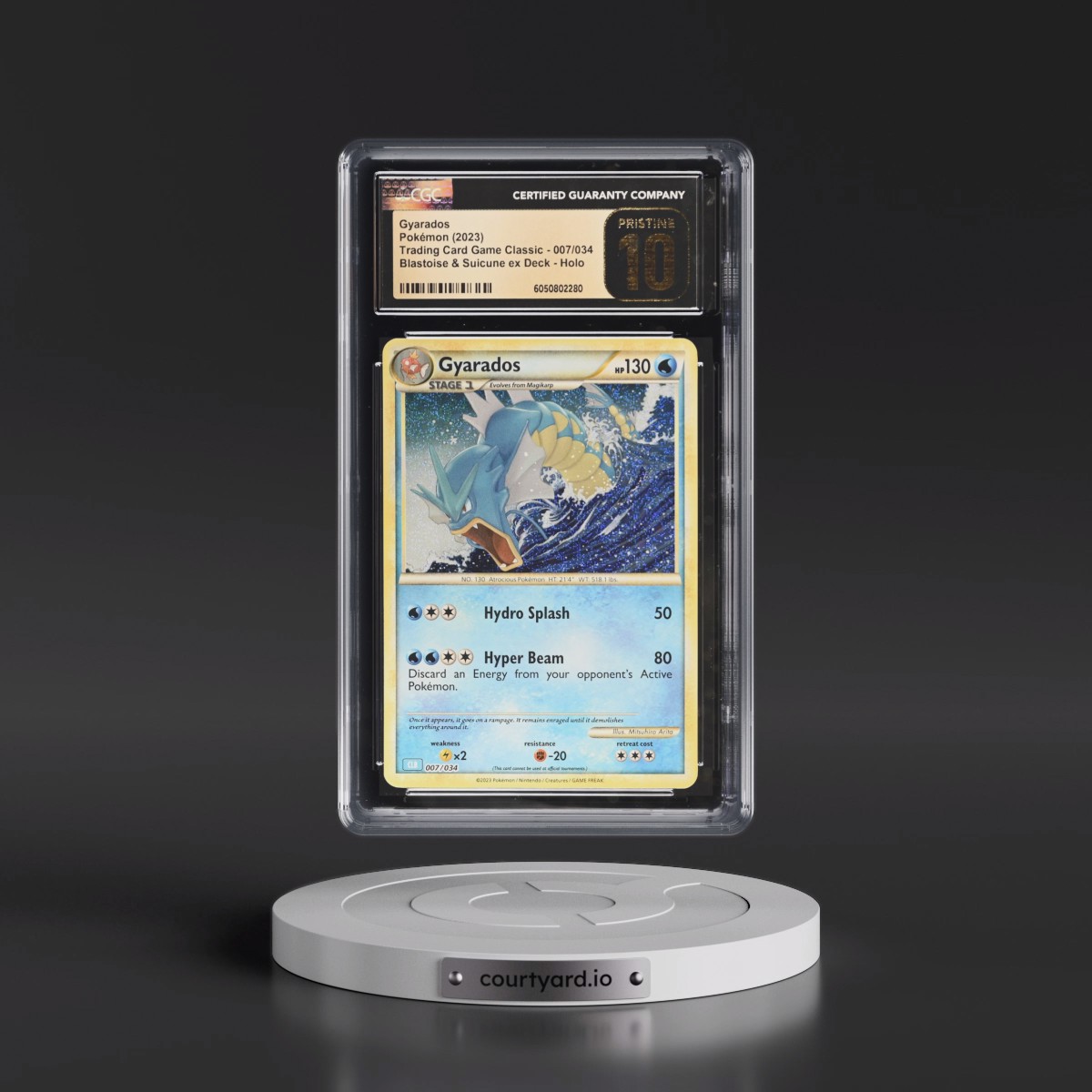 2023 Trading Card Game Classic - CLV, CLC, CLB #007/034 Gyarados - Blastoise & Suicune ex Deck - CLB Holo (CGC 10 PRISTINE)