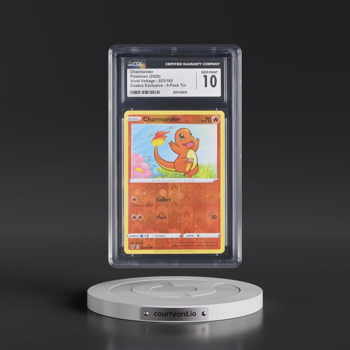 2020 Vivid Voltage #023/185 Charmander - Costco Exclusive (Rev. Cos. Holo) 5-Pack Tin (CGC 10 GEM MINT)
