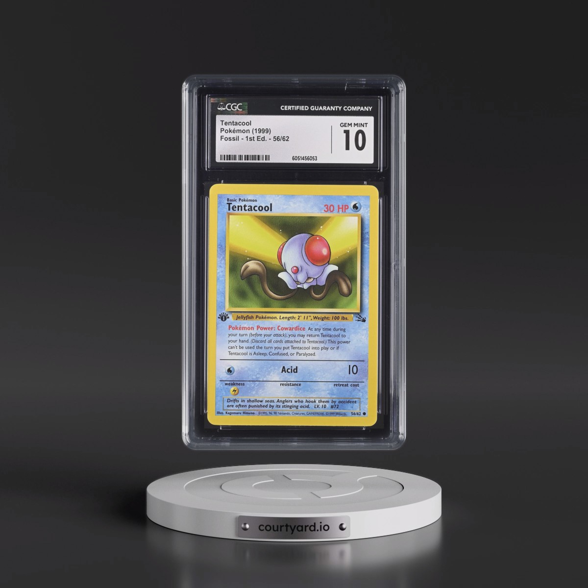 1999 Fossil #56/62 Tentacool - 1st Edition 1st Edition (CGC 10 GEM MINT)