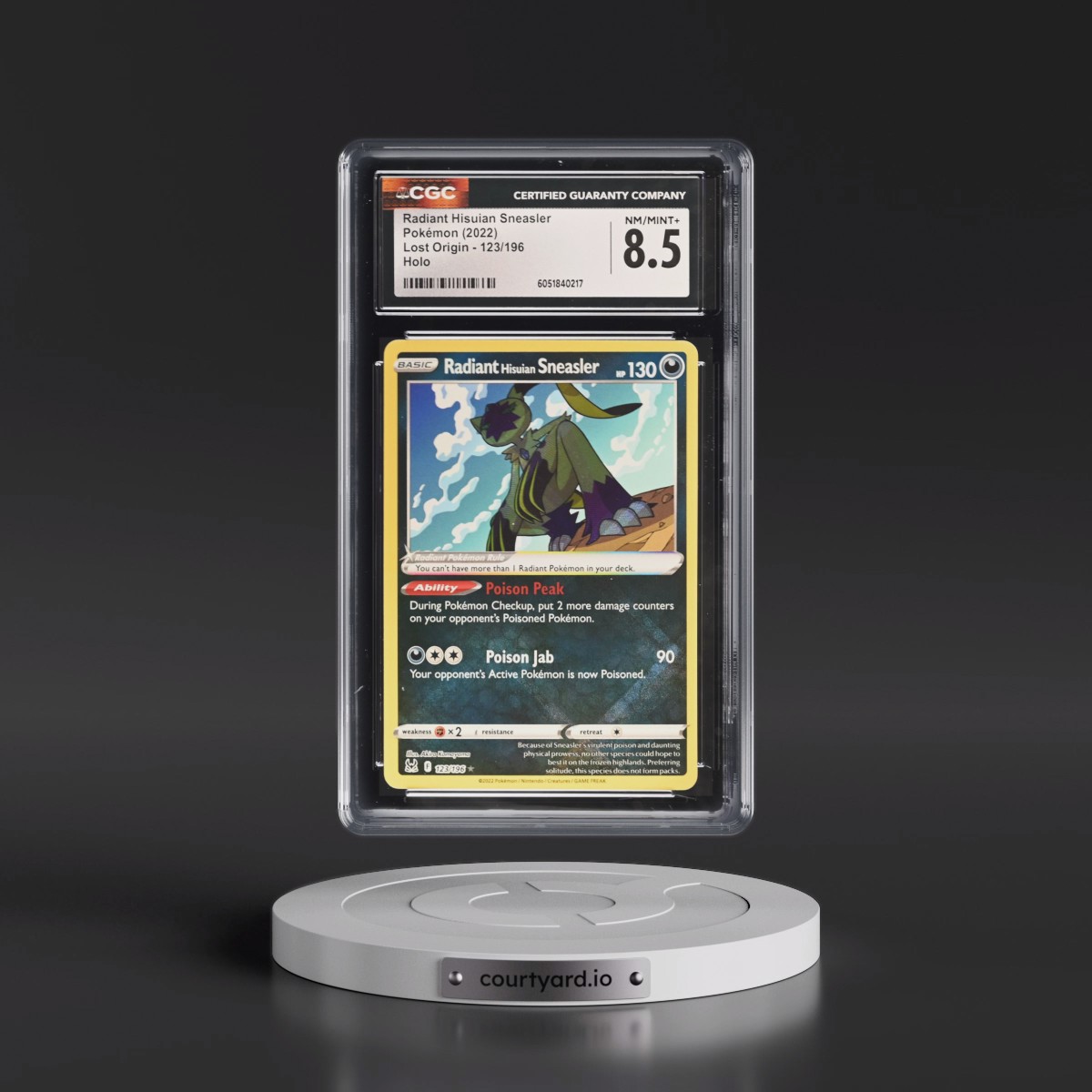 2022 Lost Origin #123/196 Radiant Hisuian Sneasler - Holo (CGC 8.5 NM-MT+)