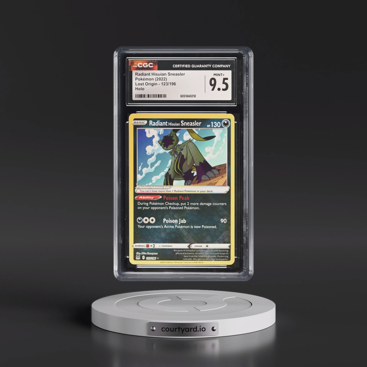 2022 Lost Origin #123/196 Radiant Hisuian Sneasler - Holo (CGC 9.5 MINT+)