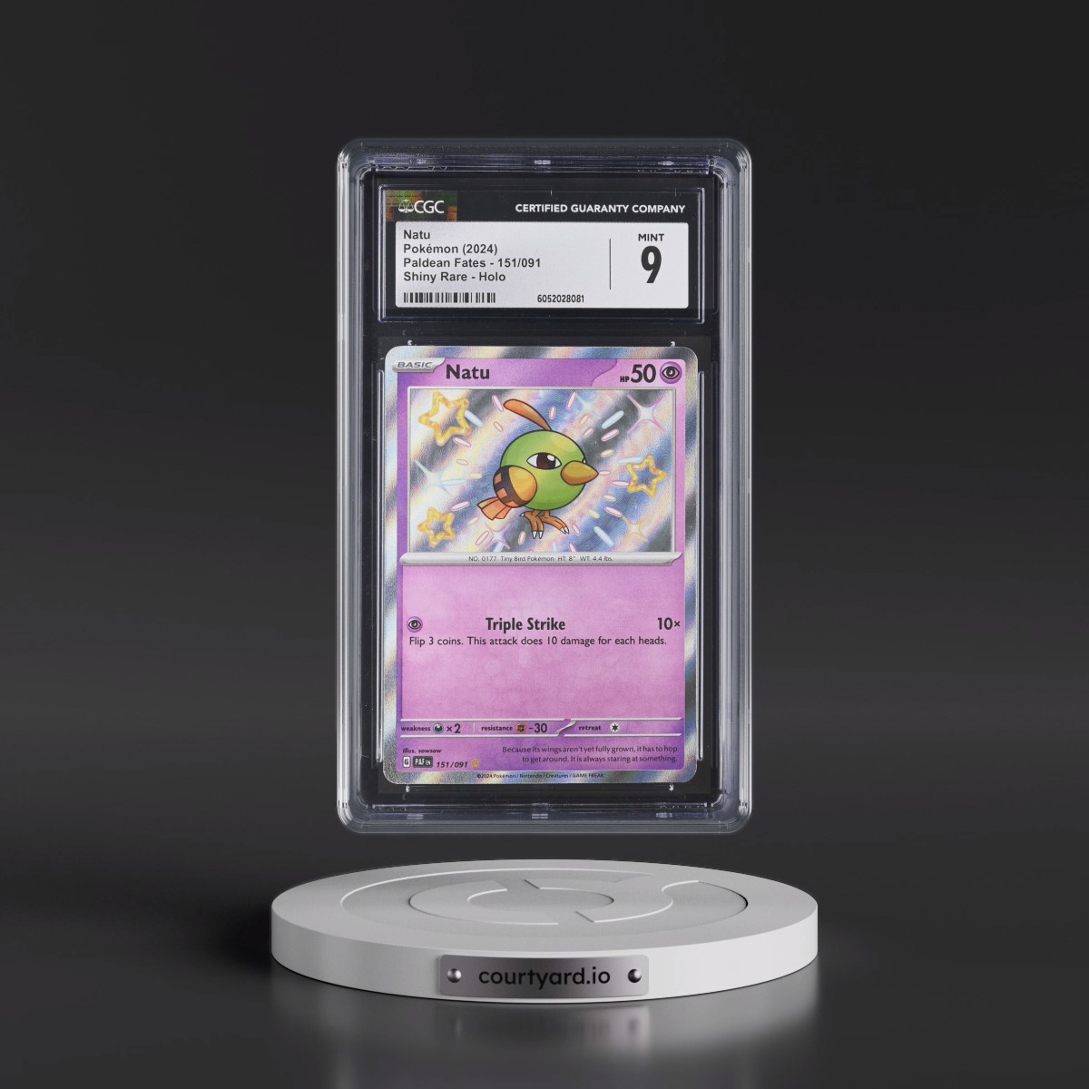 2024 Pokémon Paf EN-Paldean Fates #151 Natu - Shiny Rare (CGC 9 MINT)