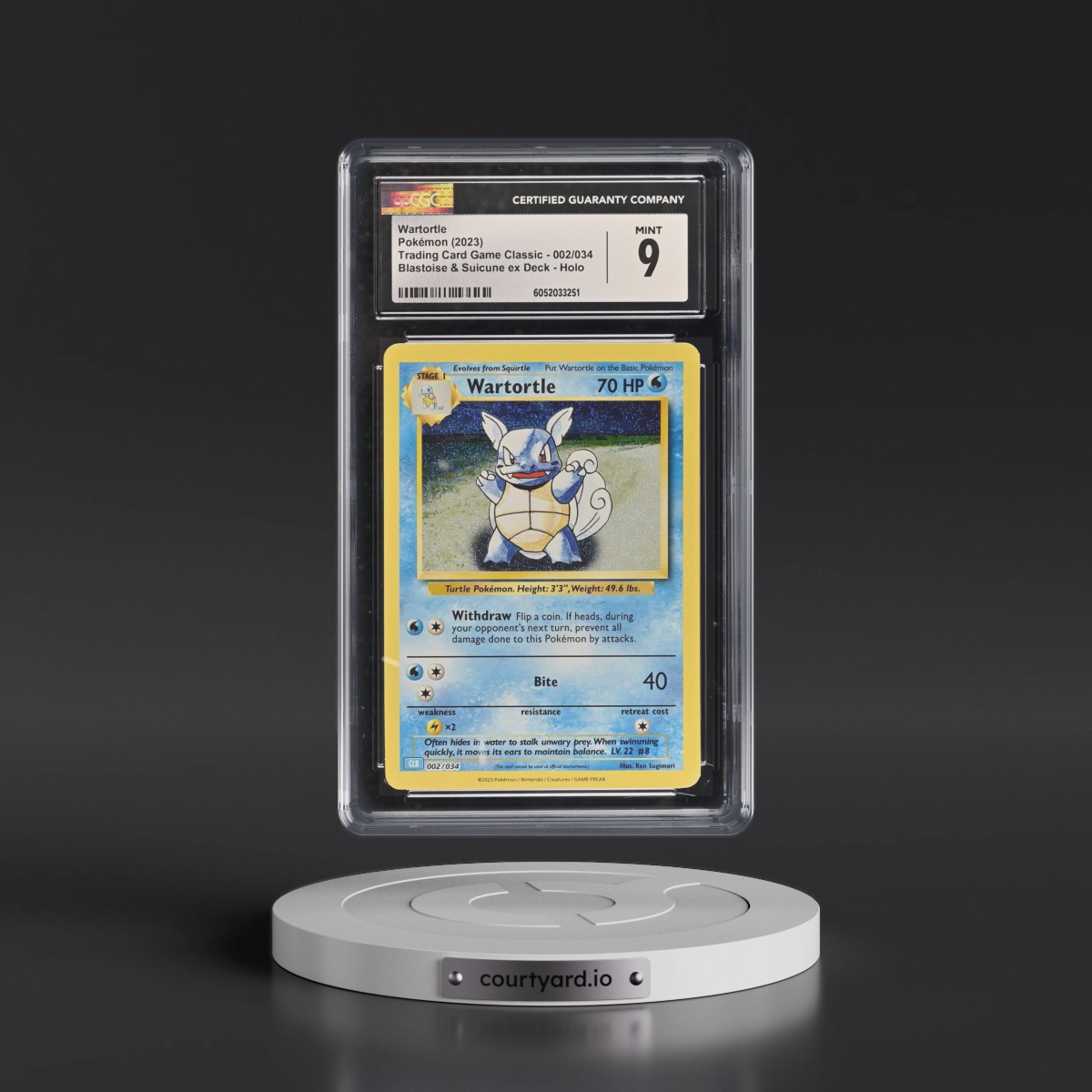 2023 Trading Card Game Classic - CLV, CLC, CLB #002/034 Wartortle - Blastoise & Suicune ex Deck - CLB Holo (CGC 9 MINT)