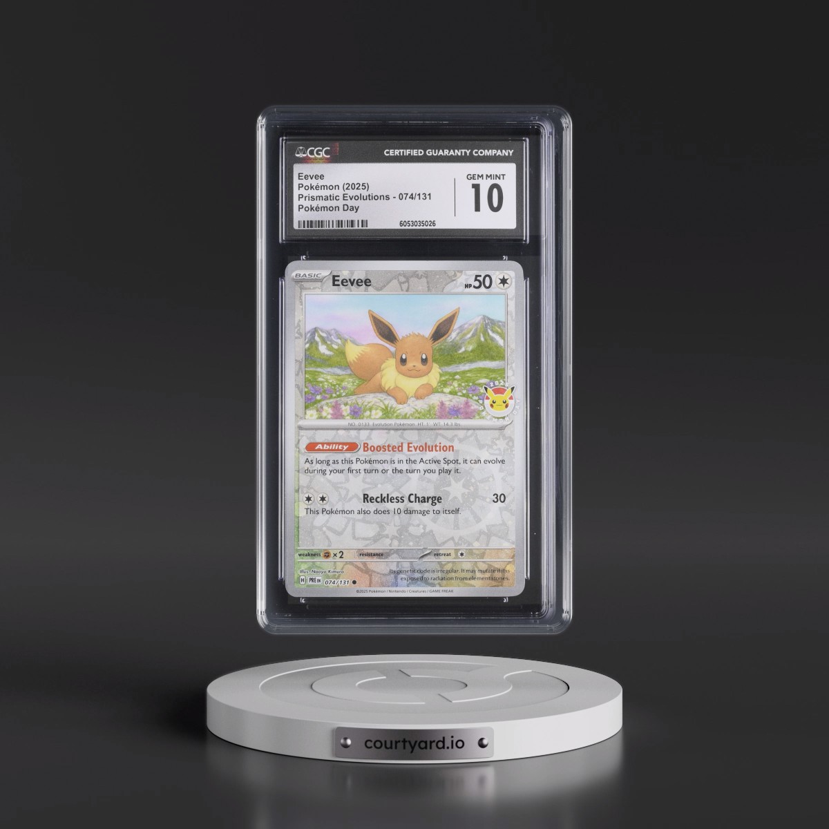 2025 Pokémon Pre EN-Prismatic Evolutions #074 Eevee - Pokemon Day 2025 (CGC 10 GEM MINT)