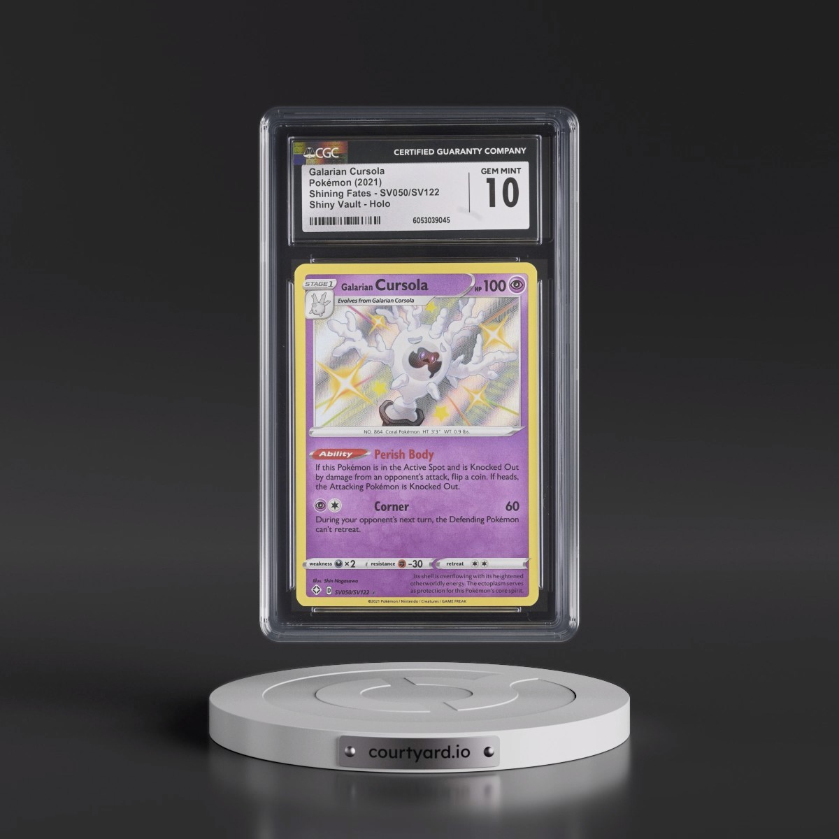 2021 Shining Fates #SV050/SV122 Galarian Cursola - Shiny Vault Holo (CGC 10 GEM MINT)