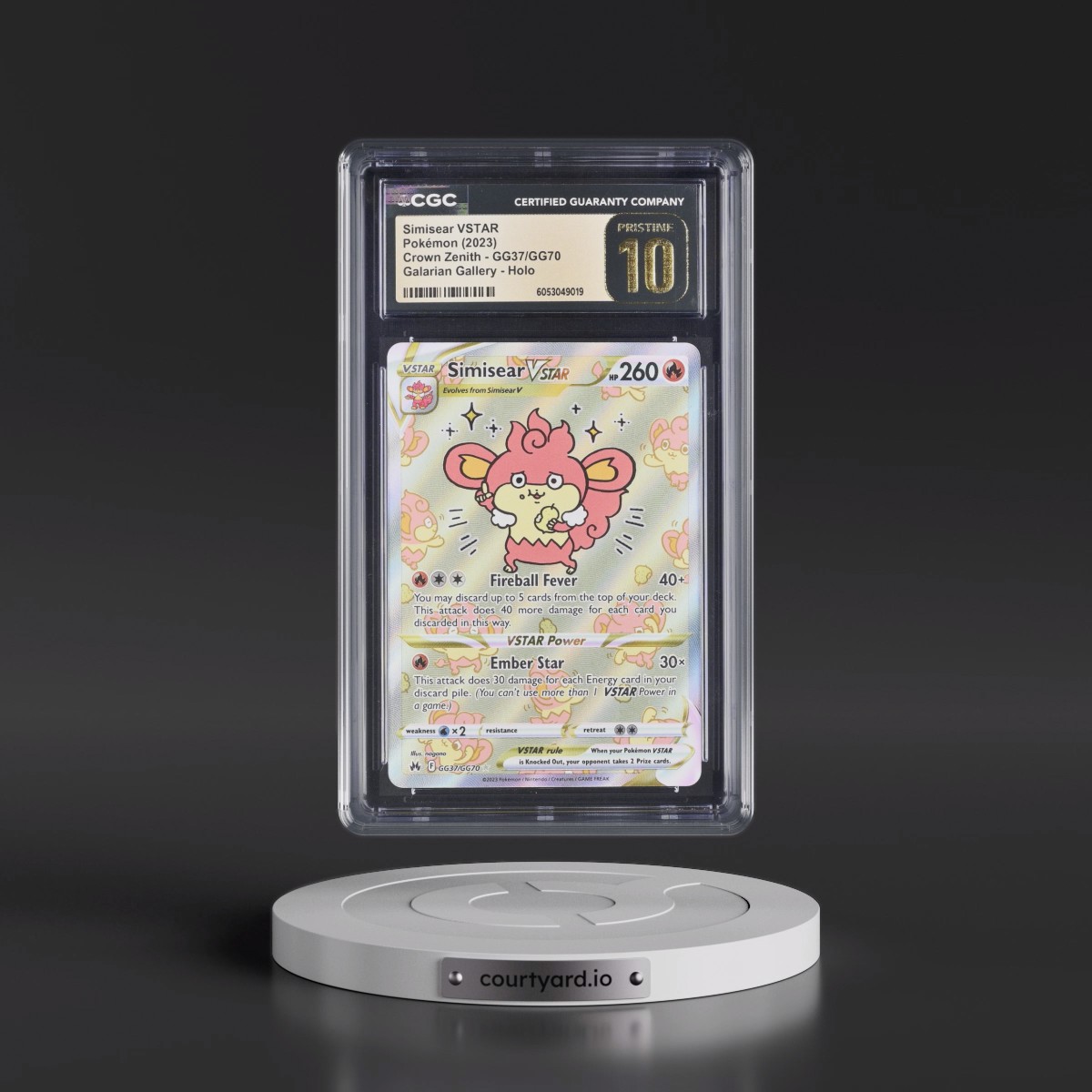 2023 Crown Zenith #GG37/GG70 Simisear VSTAR - Galarian Gallery Holo (CGC 10 PRISTINE)