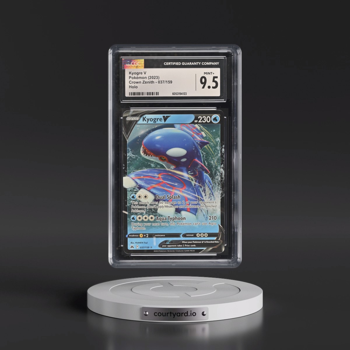 2023 Crown Zenith #037/159 Kyogre V - Holo (CGC 9.5 MINT+)