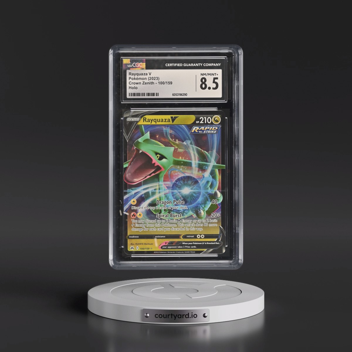 2023 Crown Zenith #100/159 Rayquaza V - Holo (CGC 8.5 NM-MT+)