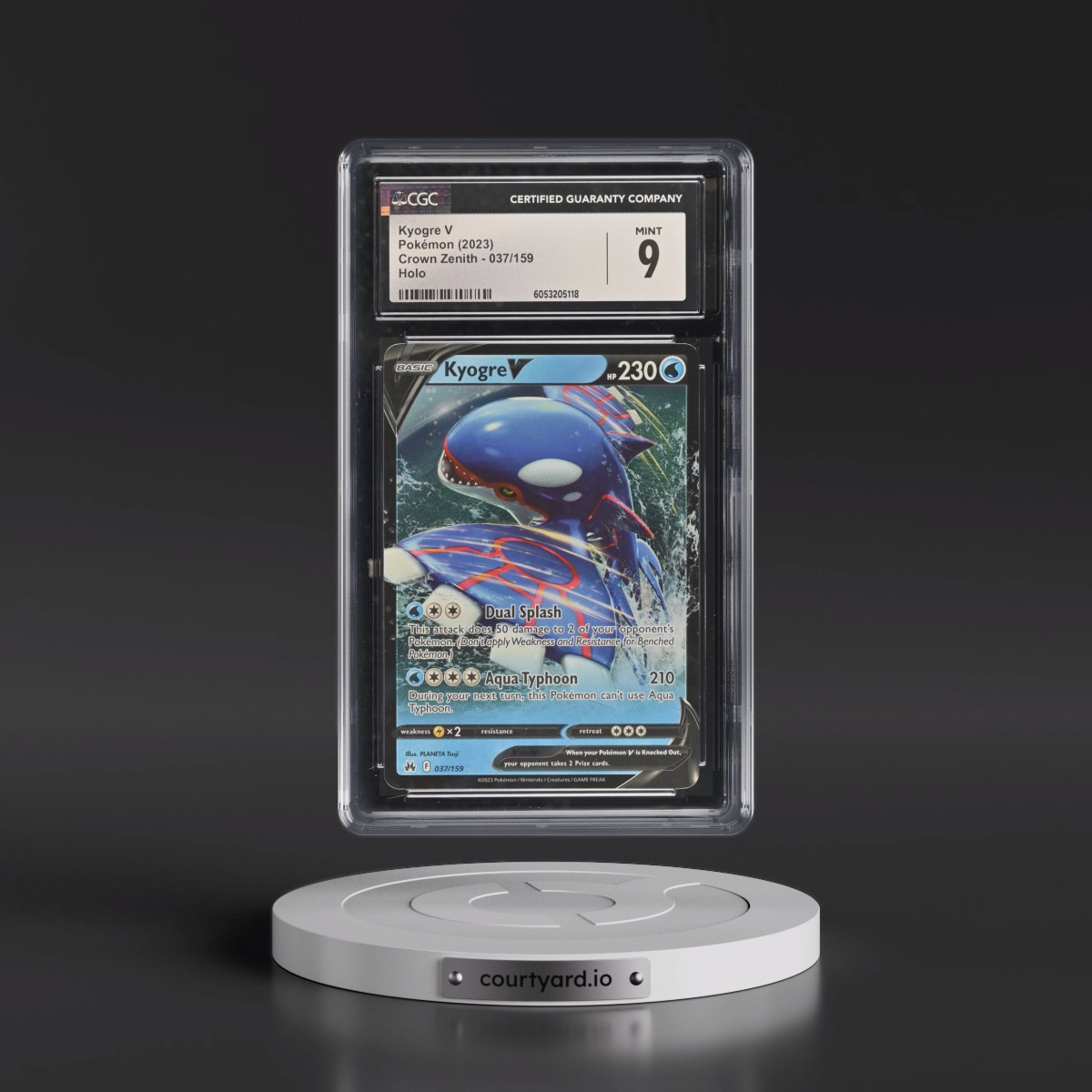 2023 Crown Zenith #037/159 Kyogre V - Holo (CGC 9 MINT)
