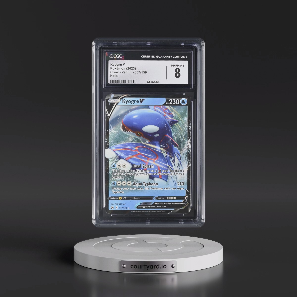 2023 Crown Zenith #037/159 Kyogre V - Holo (CGC 8 NM-MT)