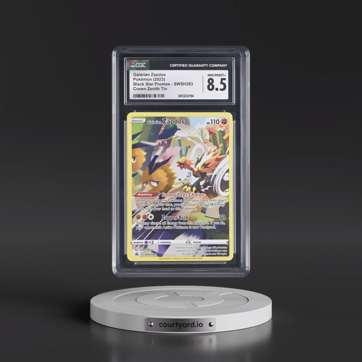 2017 Black Star Promos - Sword & Shield #SWSH283 Galarian Zapdos - Crown Zenith Tin (Holo) (CGC 8.5 NM-MT+)