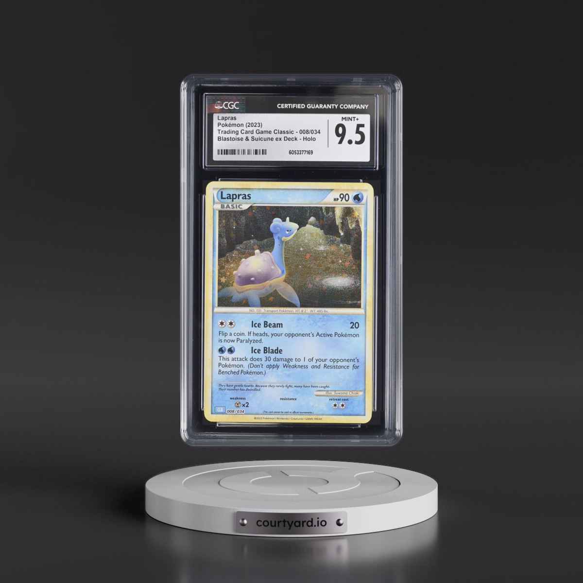 2023 Trading Card Game Classic - CLV, CLC, CLB #008/034 Lapras - Blastoise & Suicune ex Deck - CLB Holo (CGC 9.5 MINT+)
