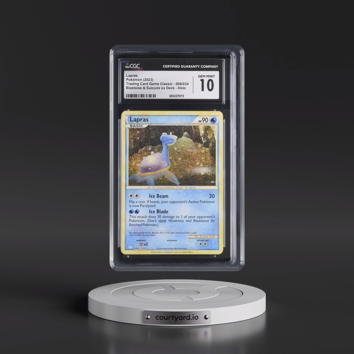 2023 Trading Card Game Classic - CLV, CLC, CLB #008/034 Lapras - Blastoise & Suicune ex Deck - CLB Holo (CGC 10 GEM MINT)