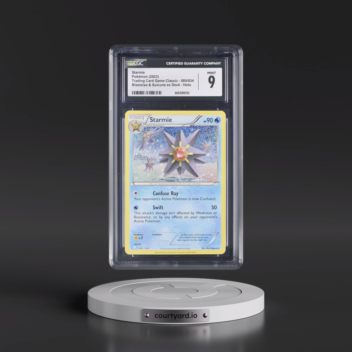 2023 Trading Card Game Classic - CLV, CLC, CLB #005/034 Starmie - Blastoise & Suicune ex Deck - CLB Holo (CGC 9 MINT)