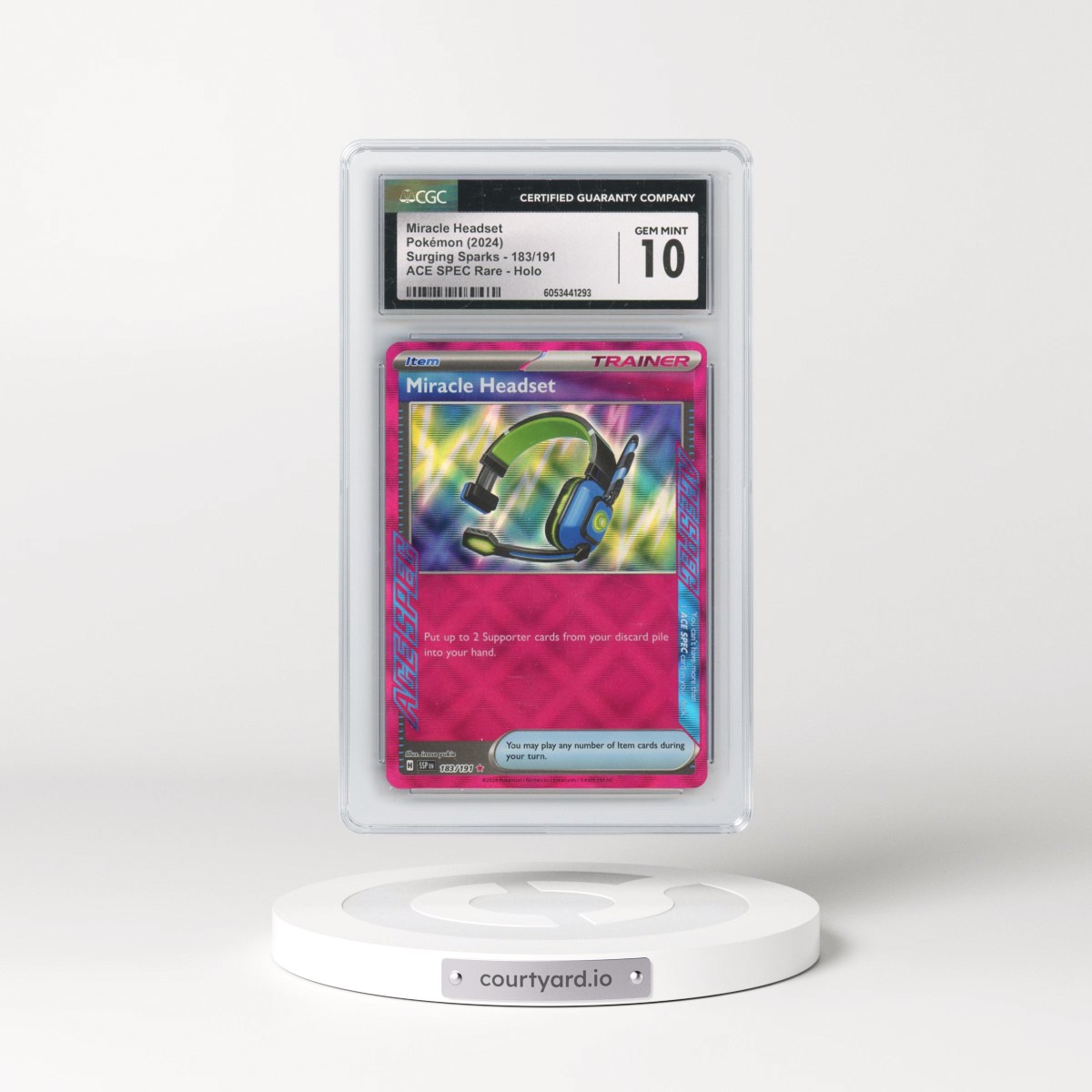 2024 Surging Sparks - SSP EN #183/191 Miracle Headset - ACE SPEC Rare Holo (CGC 10 GEM MINT)