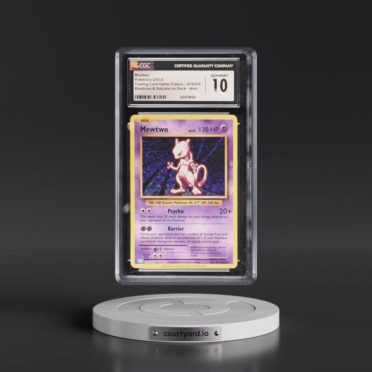 2023 Trading Card Game Classic - CLV, CLC, CLB #014/034 Mewtwo - Blastoise & Suicune ex Deck - CLB Holo (CGC 10 GEM MINT)