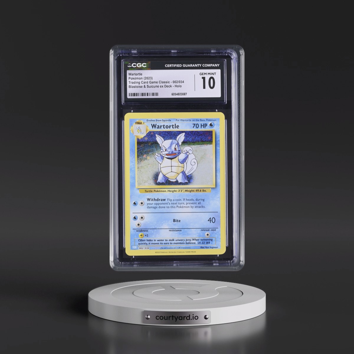 2023 Trading Card Game Classic - CLV, CLC, CLB #002/034 Wartortle - Blastoise & Suicune ex Deck - CLB Holo (CGC 10 GEM MINT)