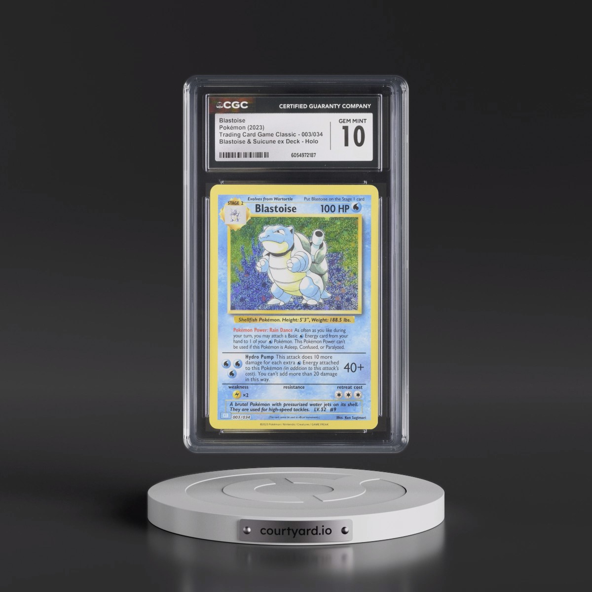 2023 Trading Card Game Classic - CLV, CLC, CLB #003/034 Blastoise - Blastoise & Suicune ex Deck - CLB Holo (CGC 10 GEM MINT)