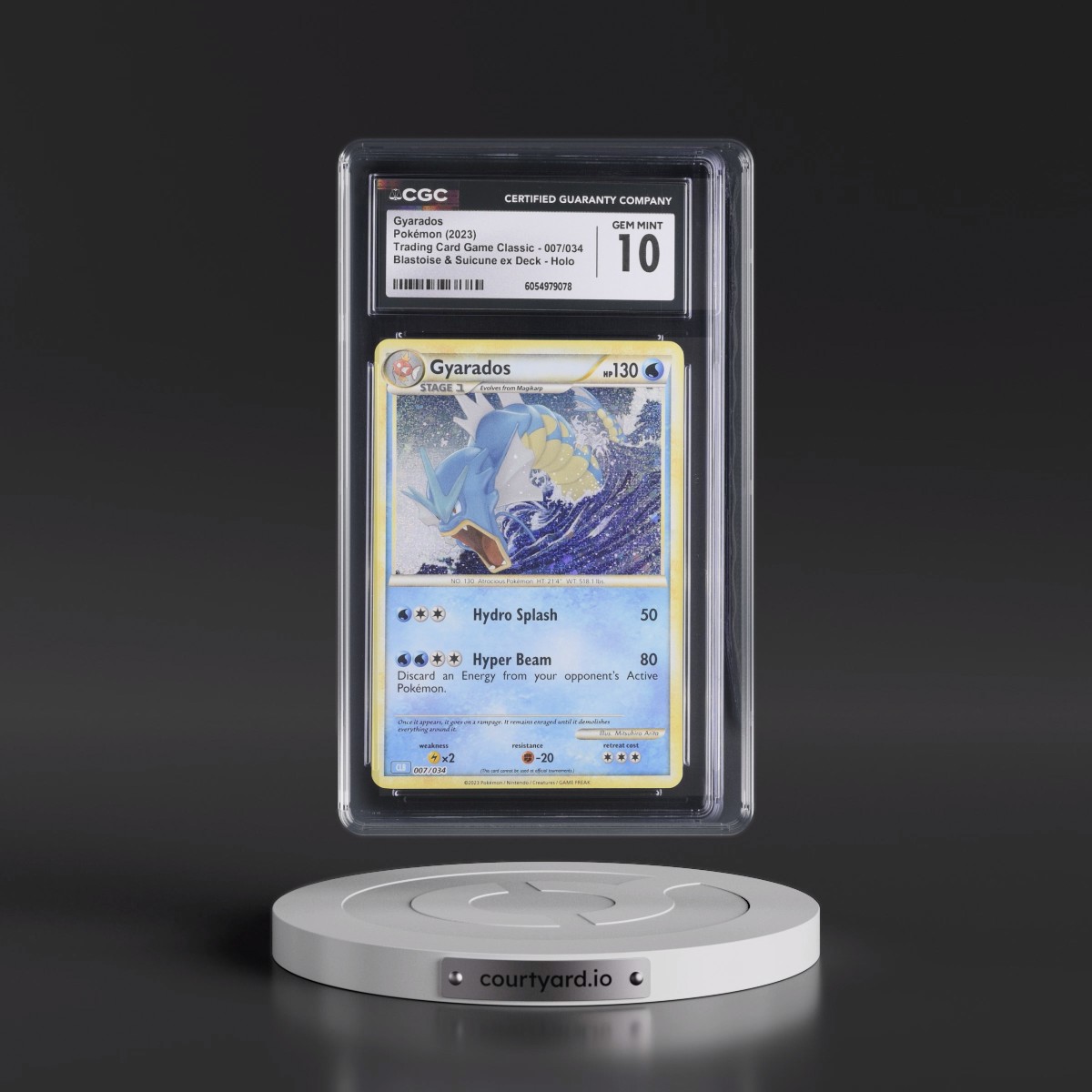 2023 Trading Card Game Classic - CLV, CLC, CLB #007/034 Gyarados - Blastoise & Suicune ex Deck - CLB Holo (CGC 10 GEM MINT)