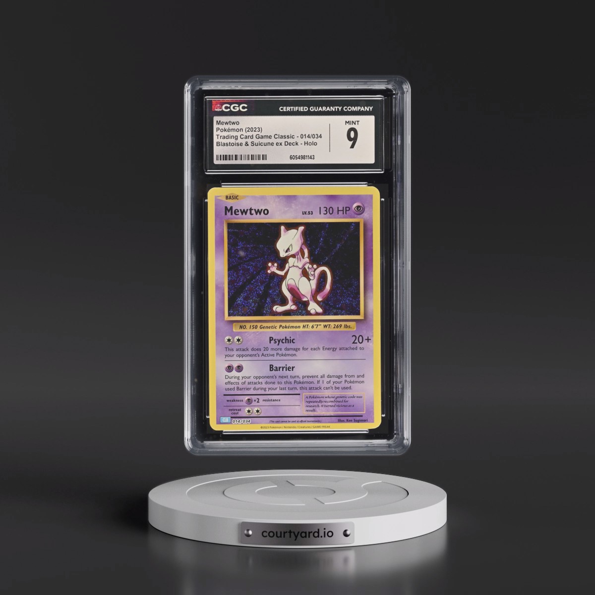 2023 Trading Card Game Classic - CLV, CLC, CLB #014/034 Mewtwo - Blastoise & Suicune ex Deck - CLB Holo (CGC 9 MINT)