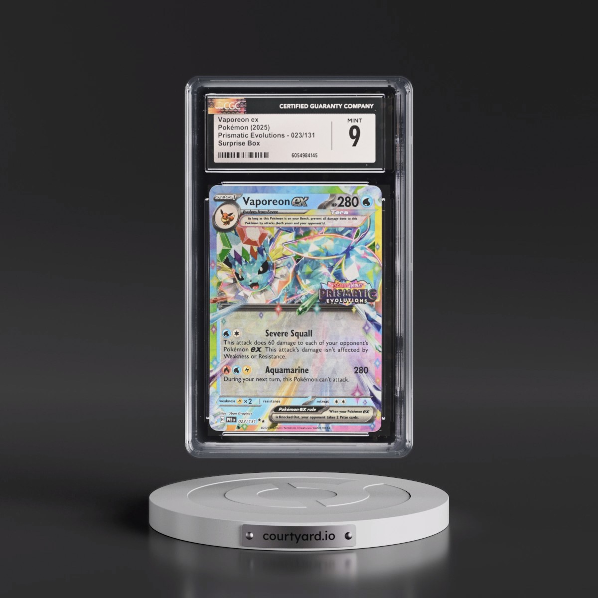 2024 Prismatic Evolutions - PRE EN #023/131 Vaporeon ex - Surprise Box (Prismatic Evolutions Stamp) (Holo) (CGC 9 MINT)