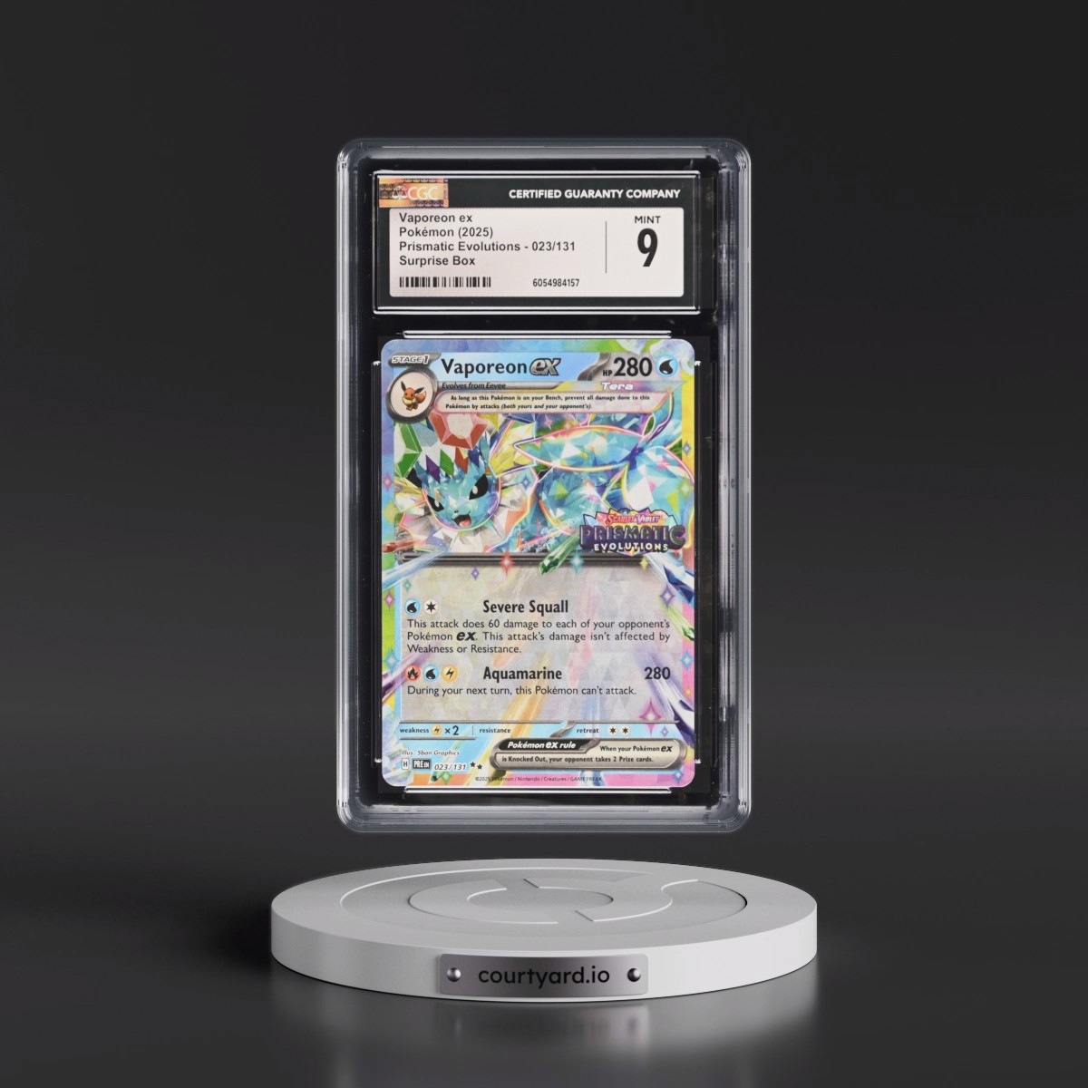 2024 Prismatic Evolutions - PRE EN #023/131 Vaporeon ex - Surprise Box (Prismatic Evolutions Stamp) (Holo) (CGC 9 MINT)