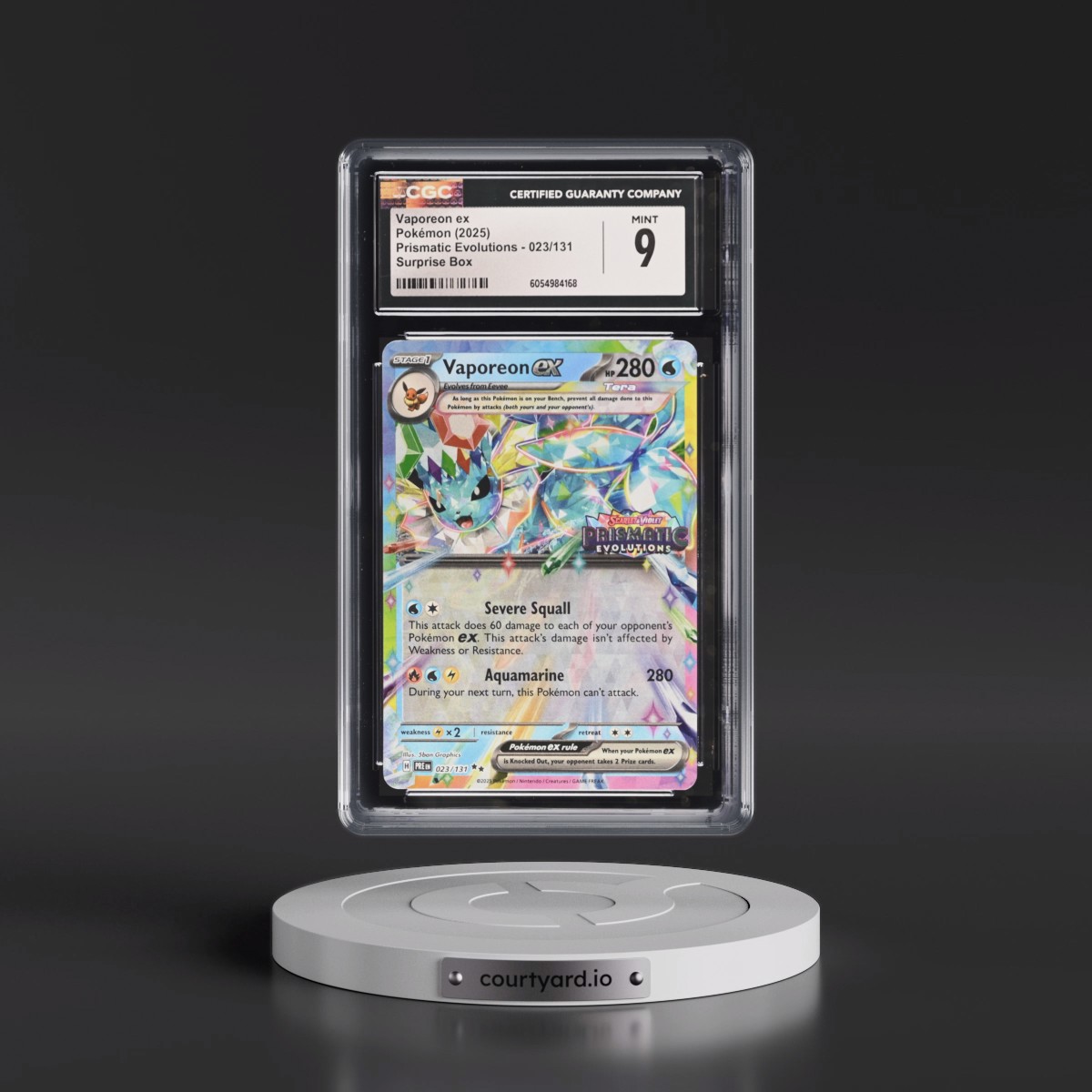2024 Prismatic Evolutions - PRE EN #023/131 Vaporeon ex - Surprise Box (Prismatic Evolutions Stamp) (Holo) (CGC 9 MINT)