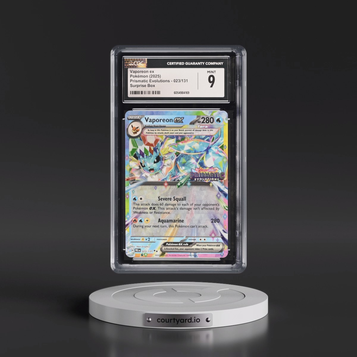 2024 Prismatic Evolutions - PRE EN #023/131 Vaporeon ex - Surprise Box (Prismatic Evolutions Stamp) (Holo) (CGC 9 MINT)