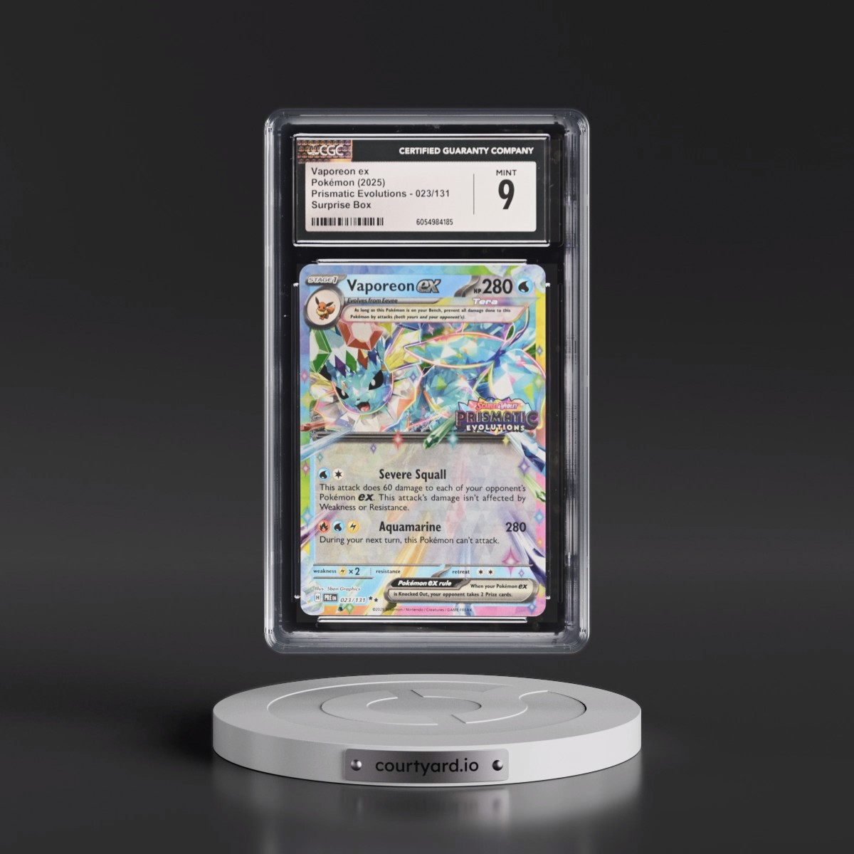 2024 Prismatic Evolutions - PRE EN #023/131 Vaporeon ex - Surprise Box (Prismatic Evolutions Stamp) (Holo) (CGC 9 MINT)
