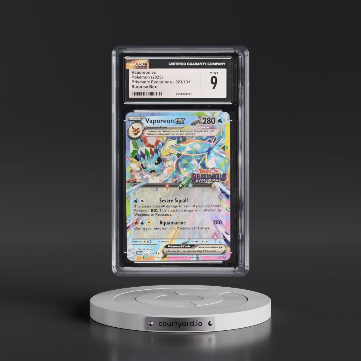 2024 Prismatic Evolutions - PRE EN #023/131 Vaporeon ex - Surprise Box (Prismatic Evolutions Stamp) (Holo) (CGC 9 MINT)