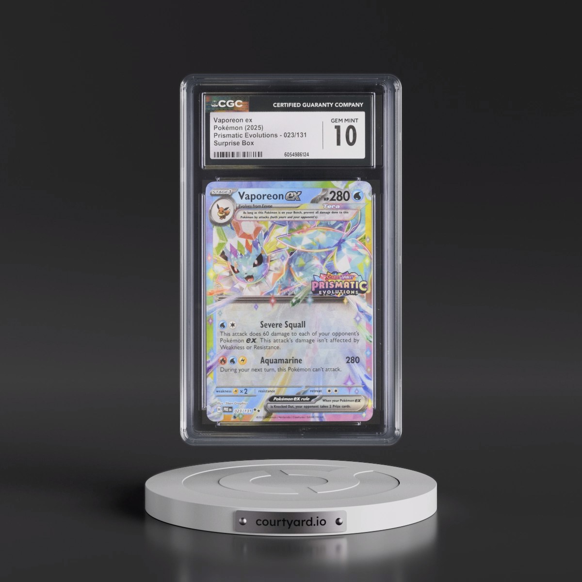 2024 Prismatic Evolutions - PRE EN #023/131 Vaporeon ex - Surprise Box (Prismatic Evolutions Stamp) (Holo) (CGC 10 GEM MINT)
