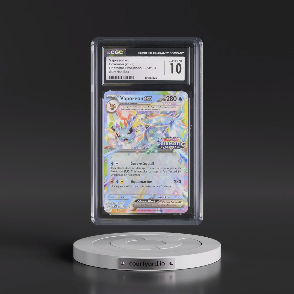 2024 Prismatic Evolutions - PRE EN #023/131 Vaporeon ex - Surprise Box (Prismatic Evolutions Stamp) (Holo) (CGC 10 GEM MINT)