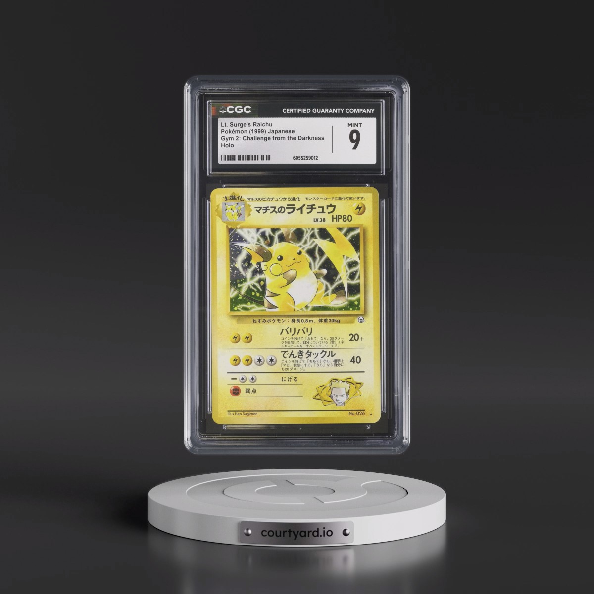 1999 Gym 2: Challenge from the Darkness Lt. Surge's Raichu - Holo (HP80) (CGC 9 MINT)