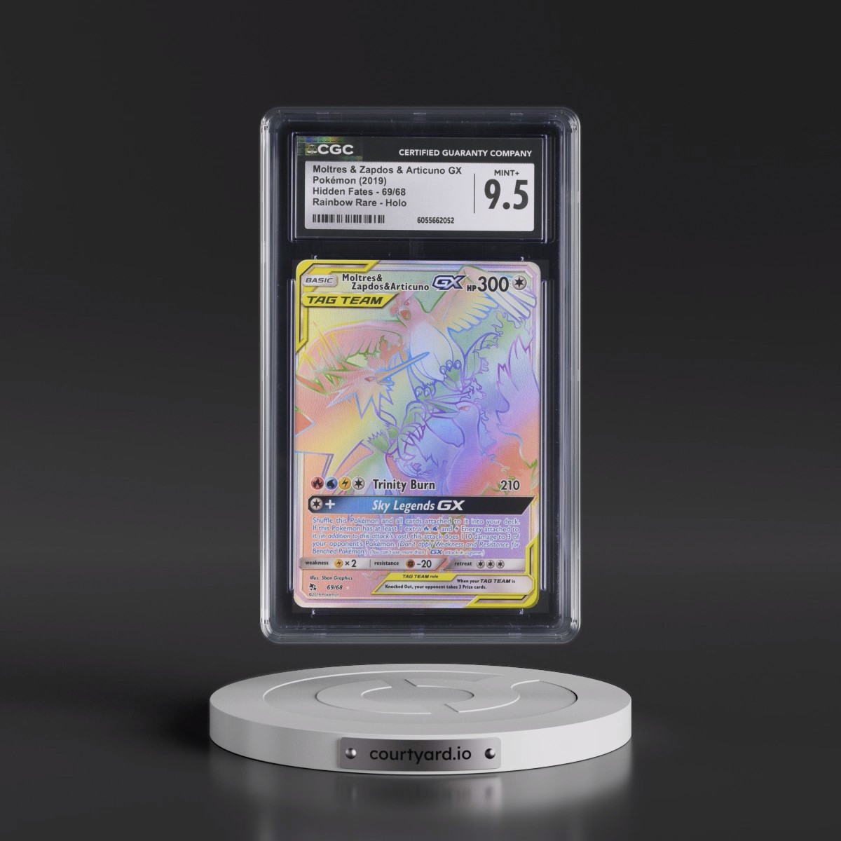2019 Hidden Fates Moltres & Zapdos & Articuno GX - Rainbow Rare Holo #69/68 CGC 9.5