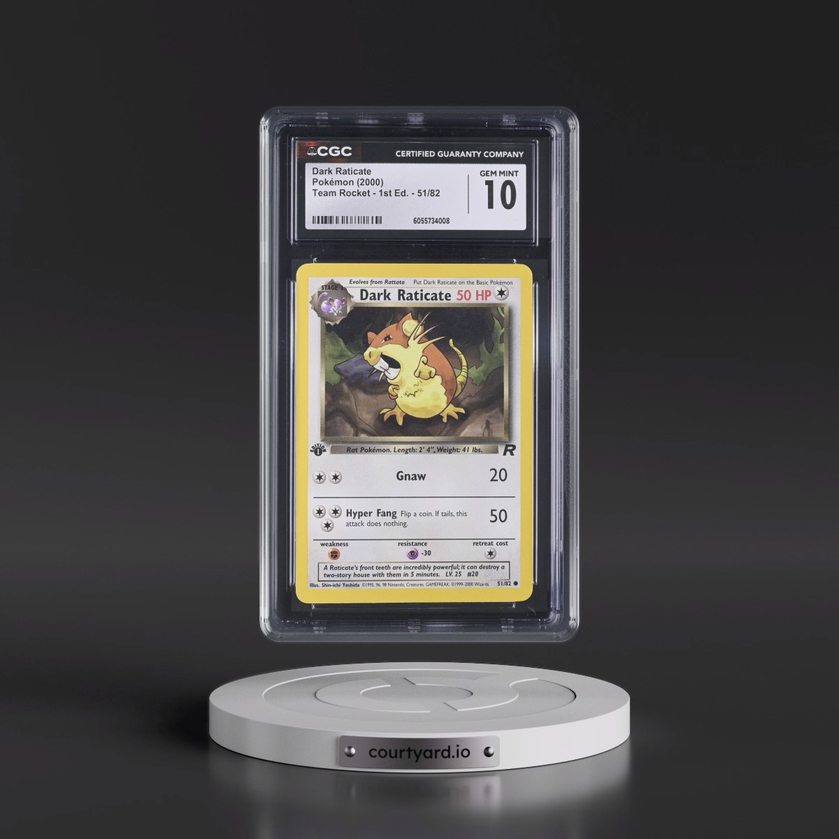 2000 Team Rocket #51/82 Dark Raticate - 1st Edition 1st Edition (CGC 10 GEM MINT)