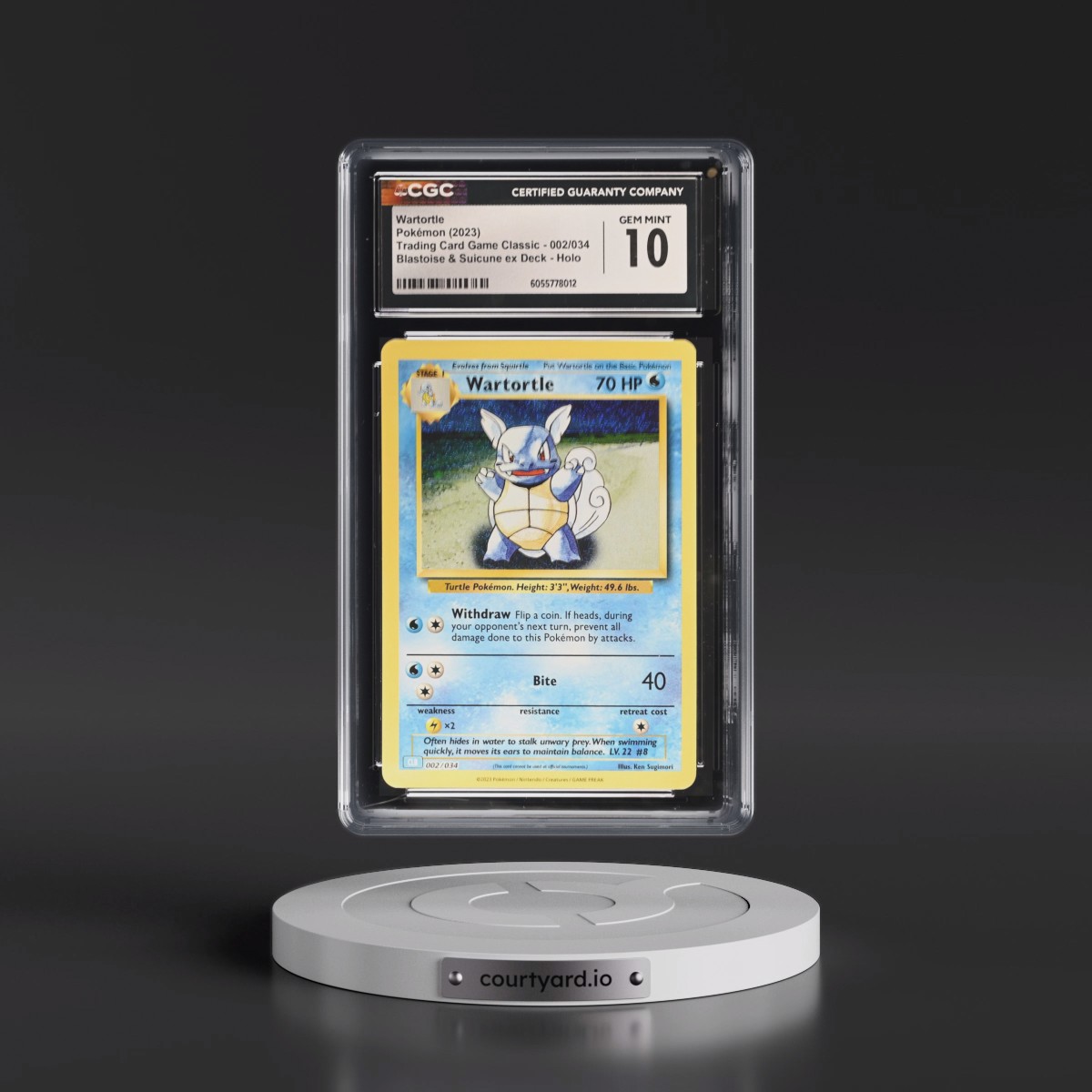 2023 Trading Card Game Classic - CLV, CLC, CLB #002/034 Wartortle - Blastoise & Suicune ex Deck - CLB Holo (CGC 10 GEM MINT)
