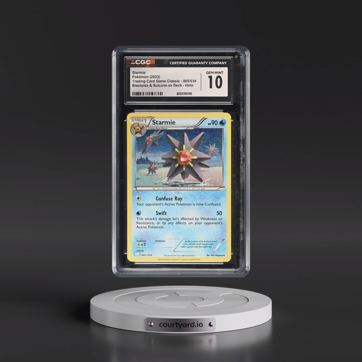 2023 Trading Card Game Classic - CLV, CLC, CLB #005/034 Starmie - Blastoise & Suicune ex Deck - CLB Holo (CGC 10 GEM MINT)