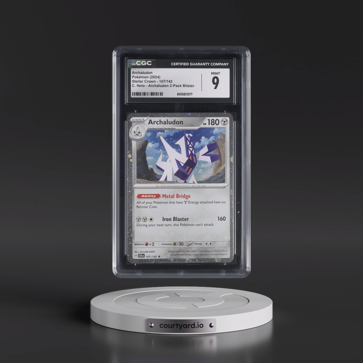 2024 Stellar Crown - SCR EN #107/142 Archaludon - Cosmos Holo (C. Holo) Archaludon 2-Pack Blister (CGC 9 MINT)